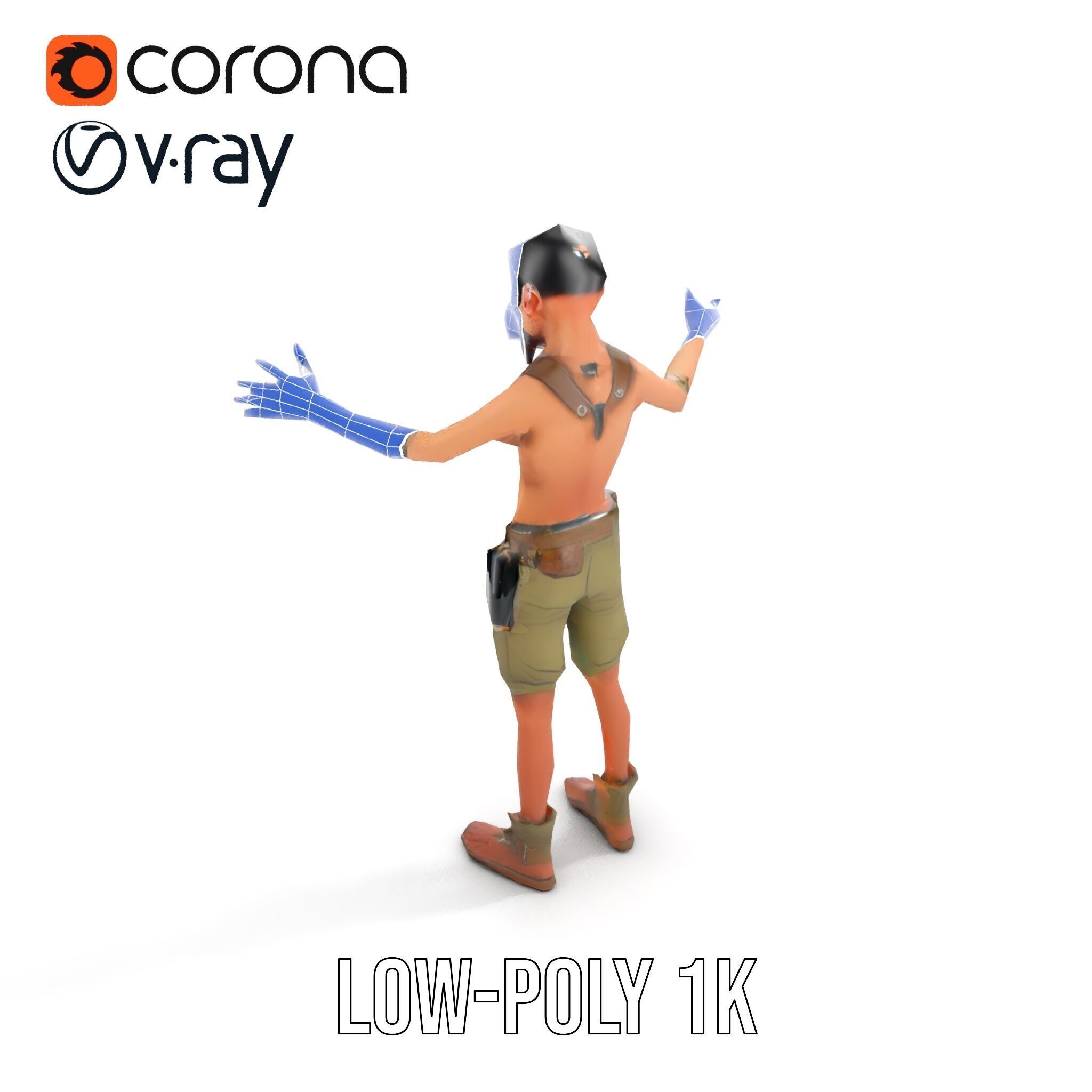 PostApocalyptic Survivor Character Rigged and Animated Low-poly 3D model_27