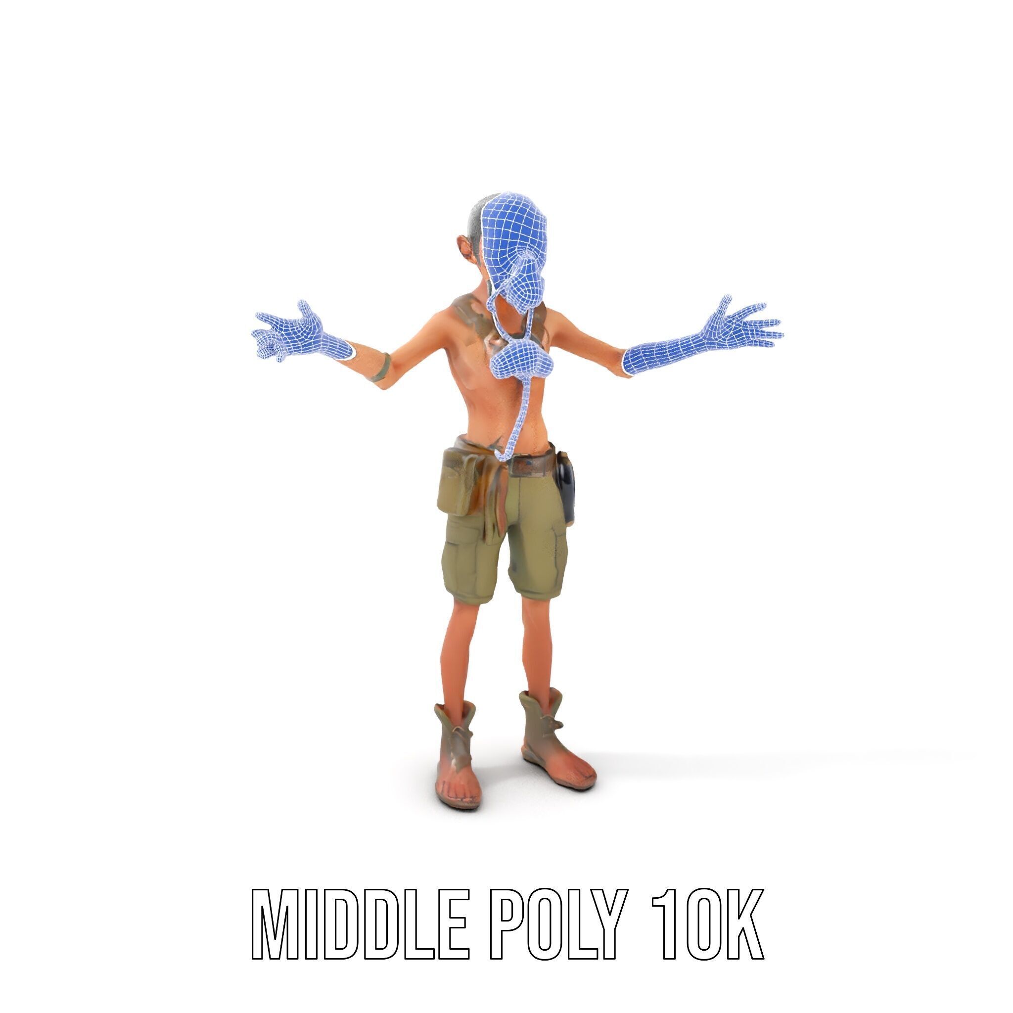 PostApocalyptic Survivor Character Rigged and Animated Low-poly 3D model_13