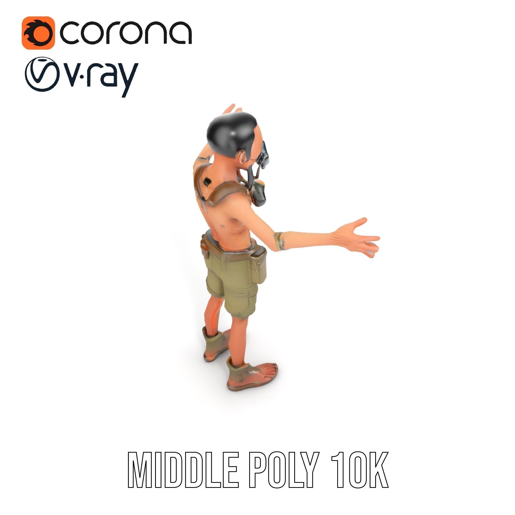 PostApocalyptic Survivor Character Rigged and Animated Low-poly 3D model_20