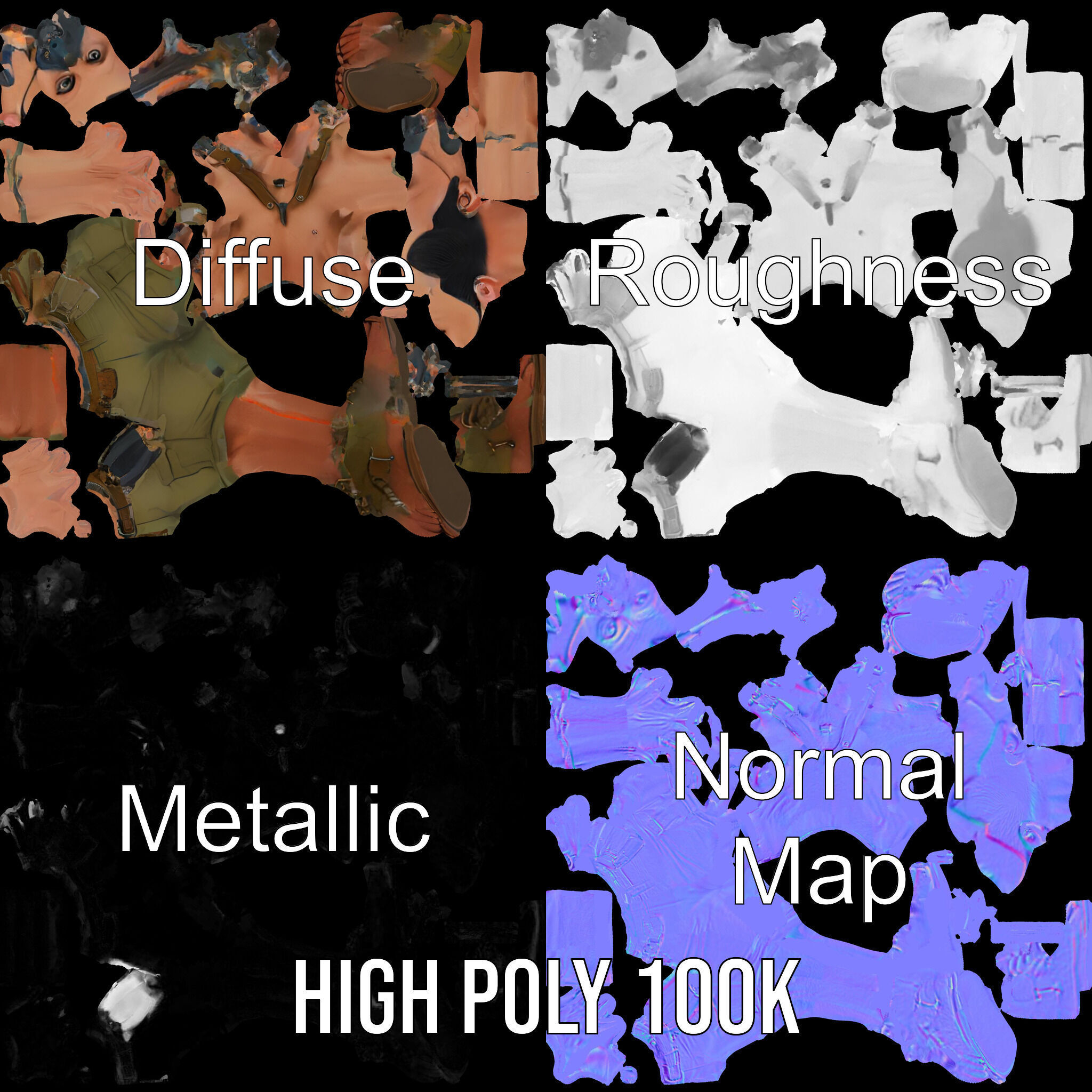 PostApocalyptic Survivor Character Rigged and Animated Low-poly 3D model_4