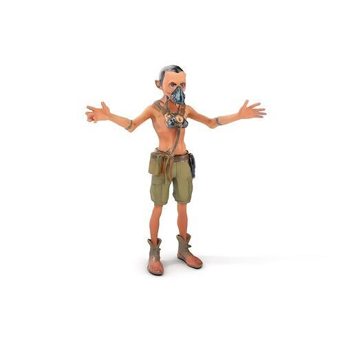 PostApocalyptic Survivor Character Rigged and Animated Low-poly 3D model