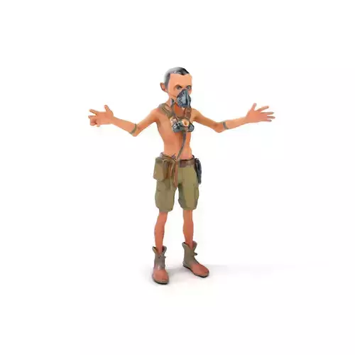 PostApocalyptic Survivor Character Rigged and Animated Low-poly 3D model
