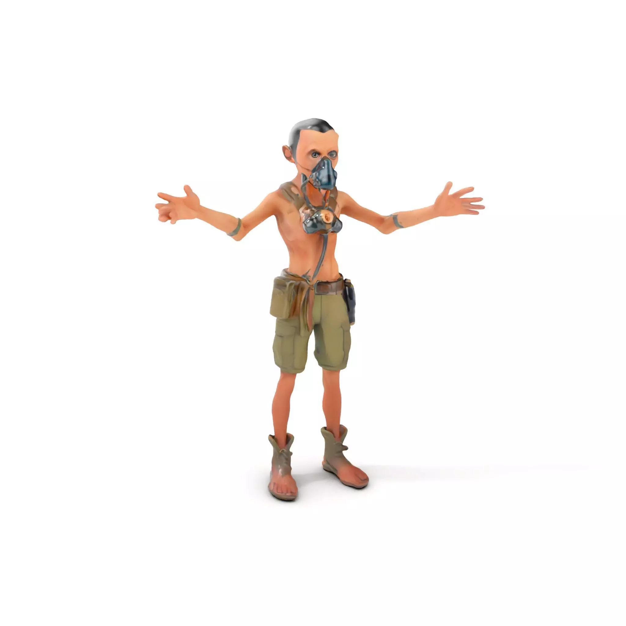 PostApocalyptic Survivor Character Rigged and Animated Low-poly 3D model_0