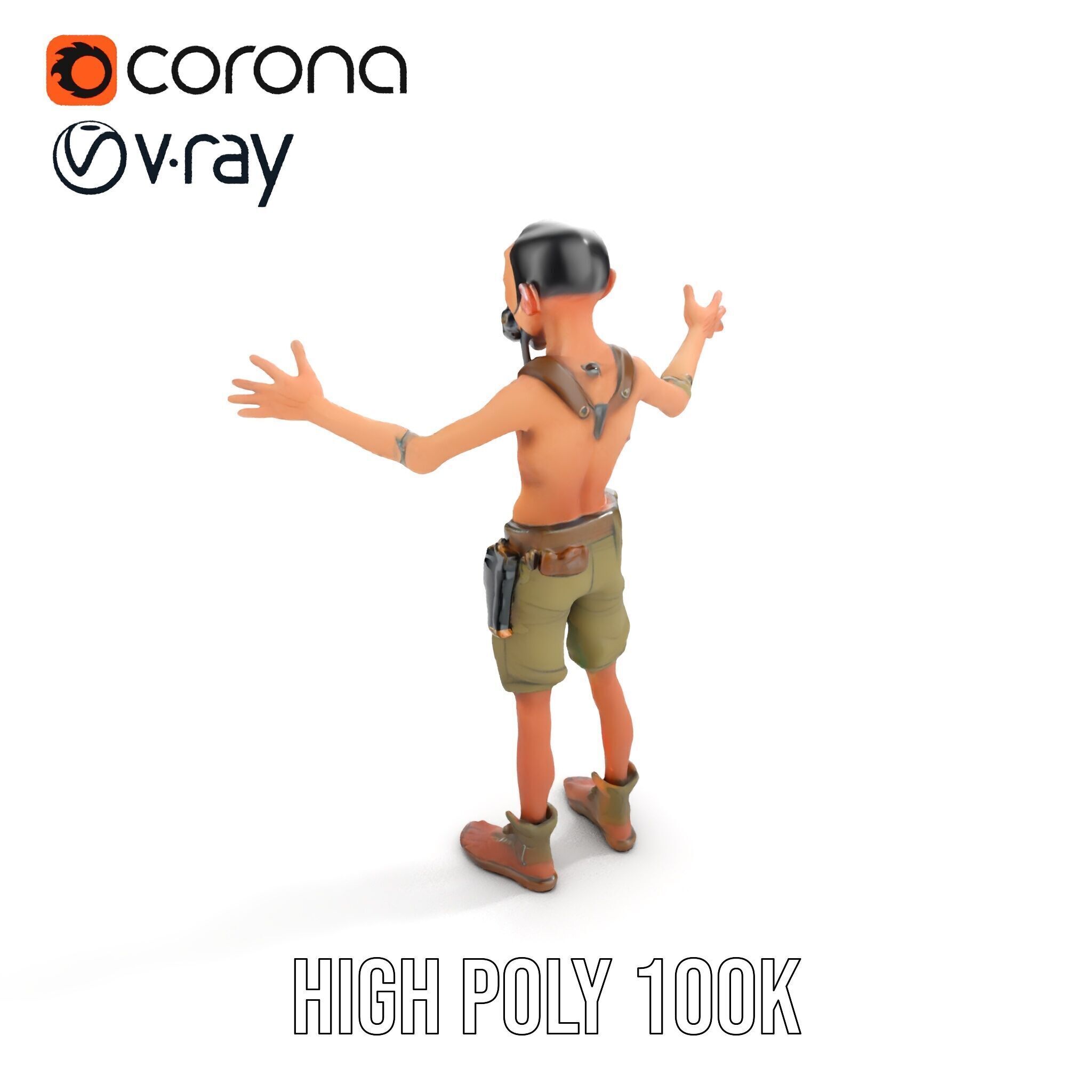 PostApocalyptic Survivor Character Rigged and Animated Low-poly 3D model_22