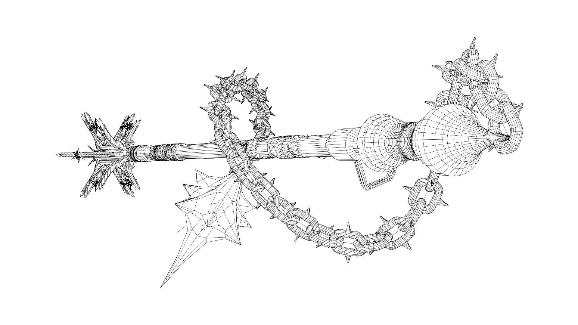 Angel Mace Medieval Lowpoly Highpoly weapon Low-poly 3D model_27