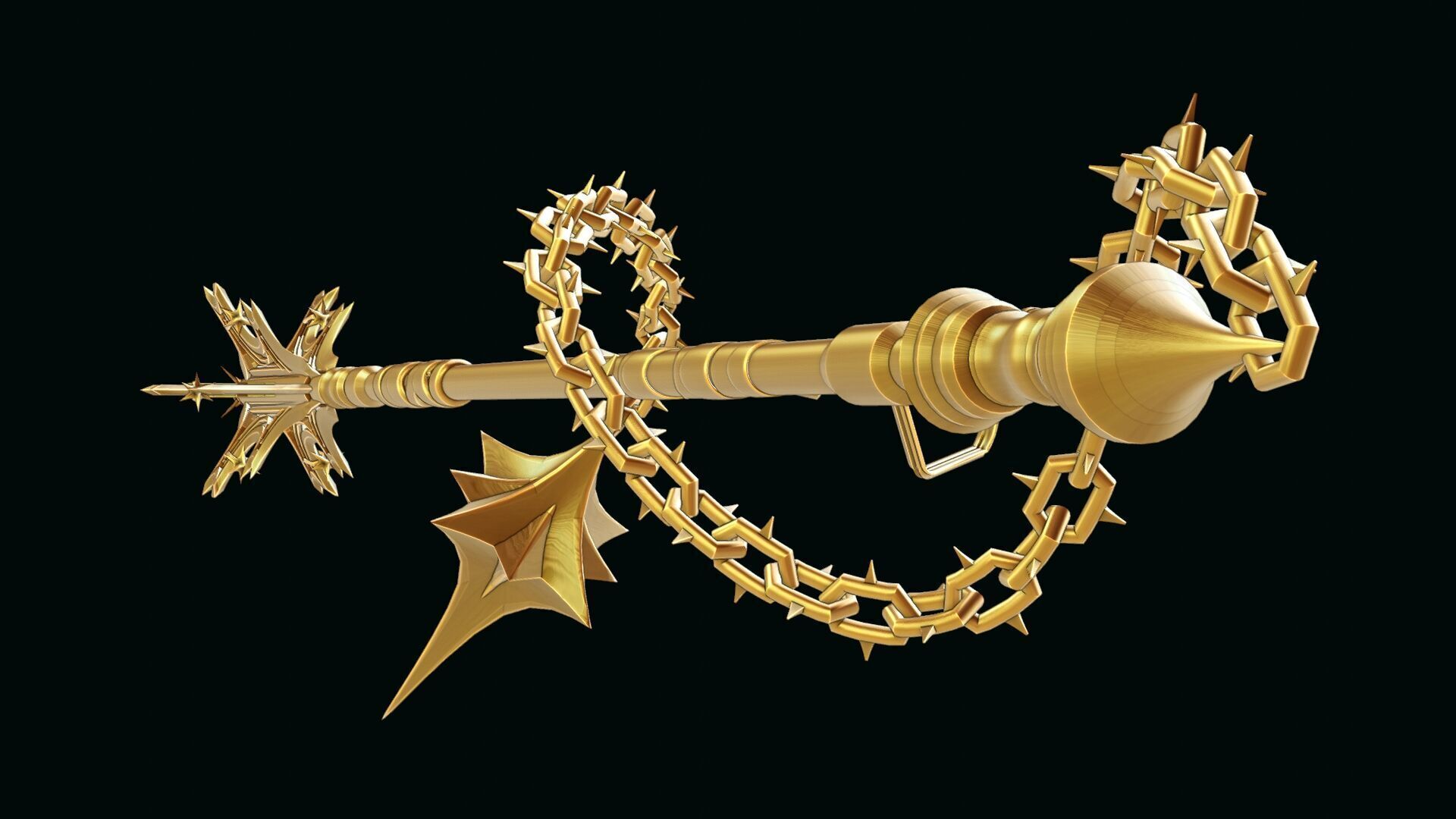 Angel Mace Medieval Lowpoly Highpoly weapon Low-poly 3D model_17