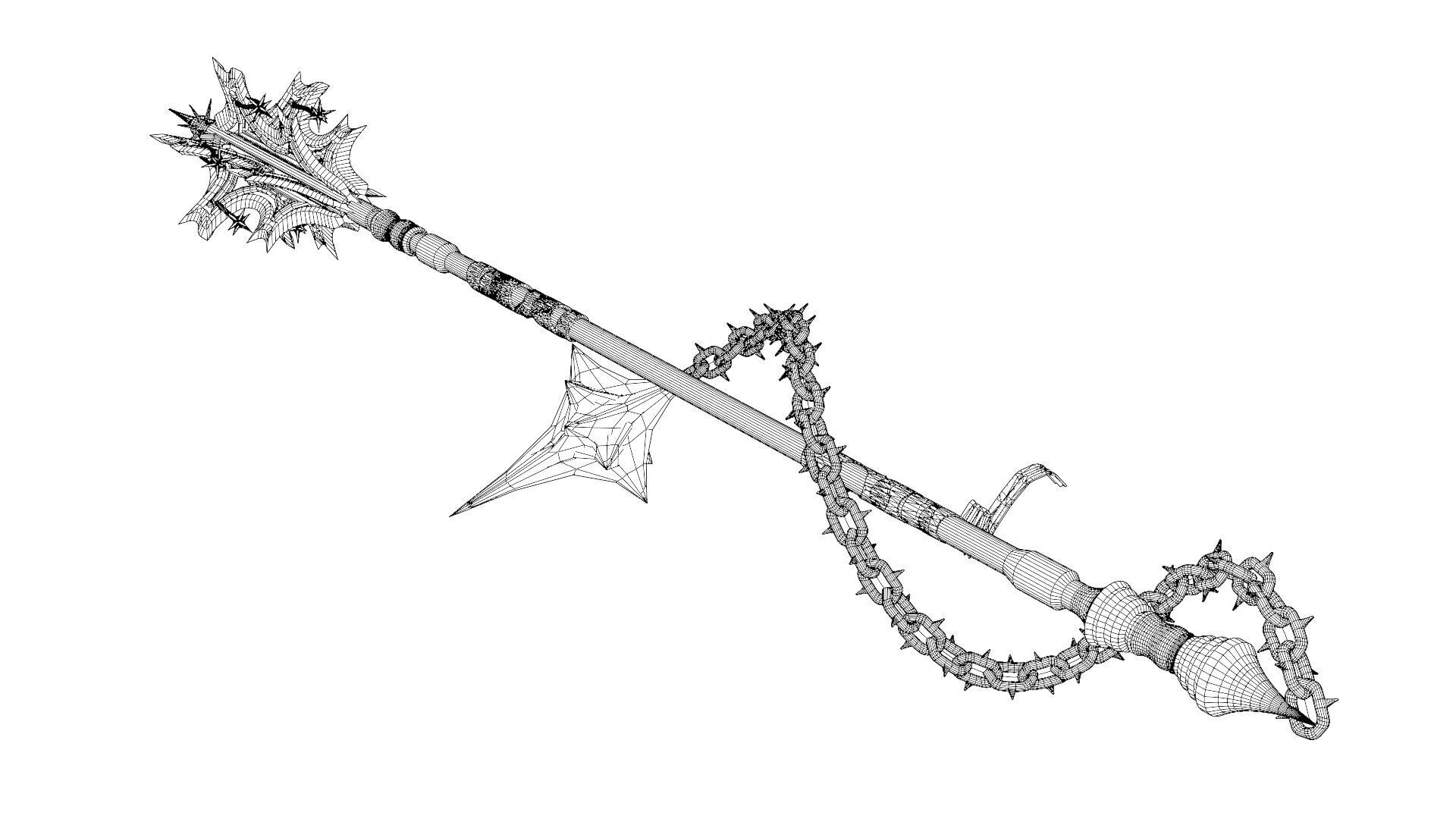 Angel Mace Medieval Lowpoly Highpoly weapon Low-poly 3D model_23