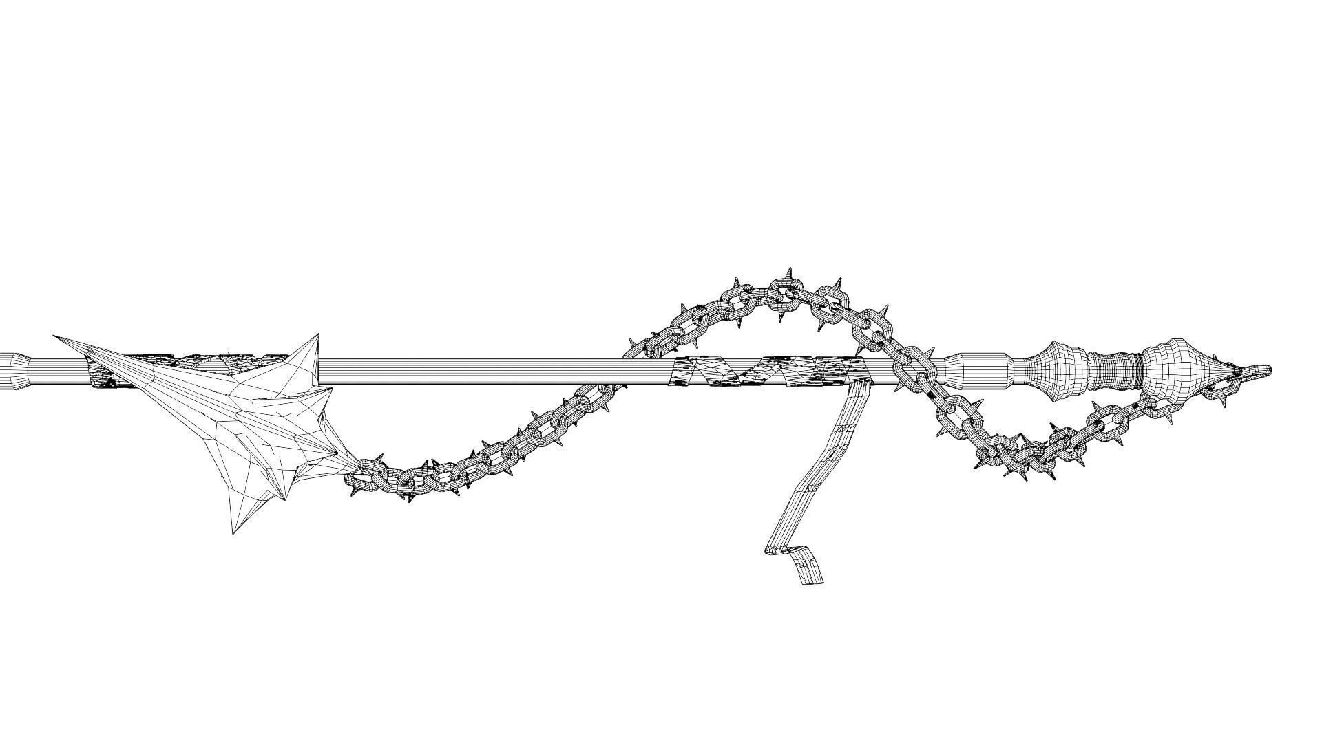 Angel Mace Medieval Lowpoly Highpoly weapon Low-poly 3D model_29