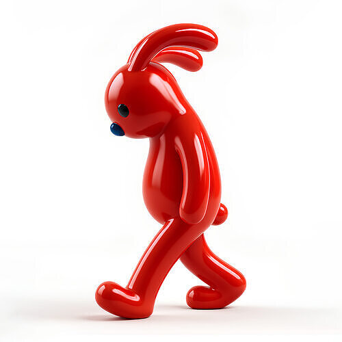  Red Bunny Sad Walker toy 3D print model