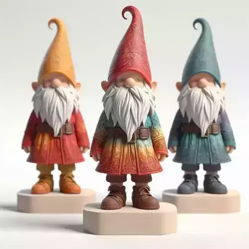 1037Fairy Tale Gnome Color Full Body Figurine on Base