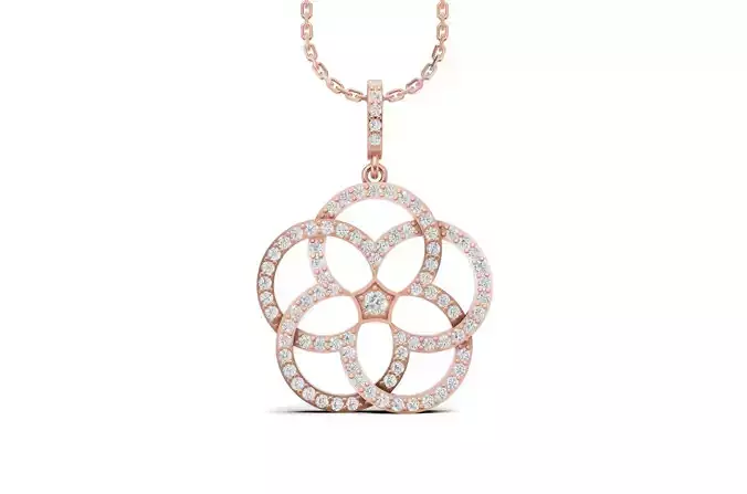 Floral Diamond Pendant for Women 3D print model