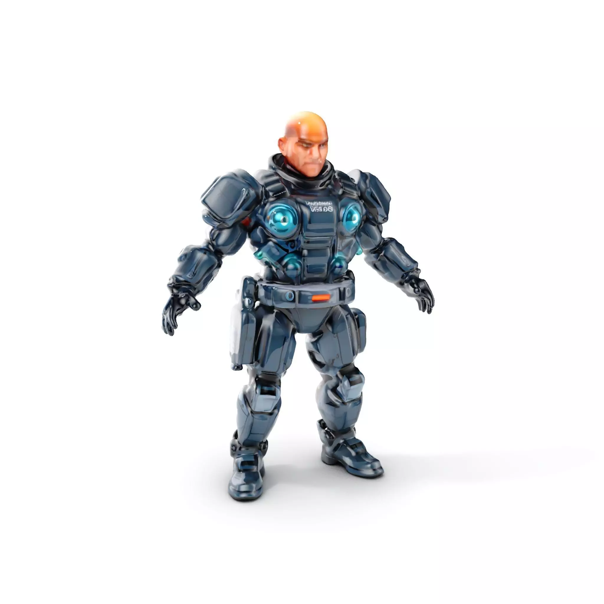 Rigged and Animated Futuristic Security Officer Character Model Low-poly 3D model_0