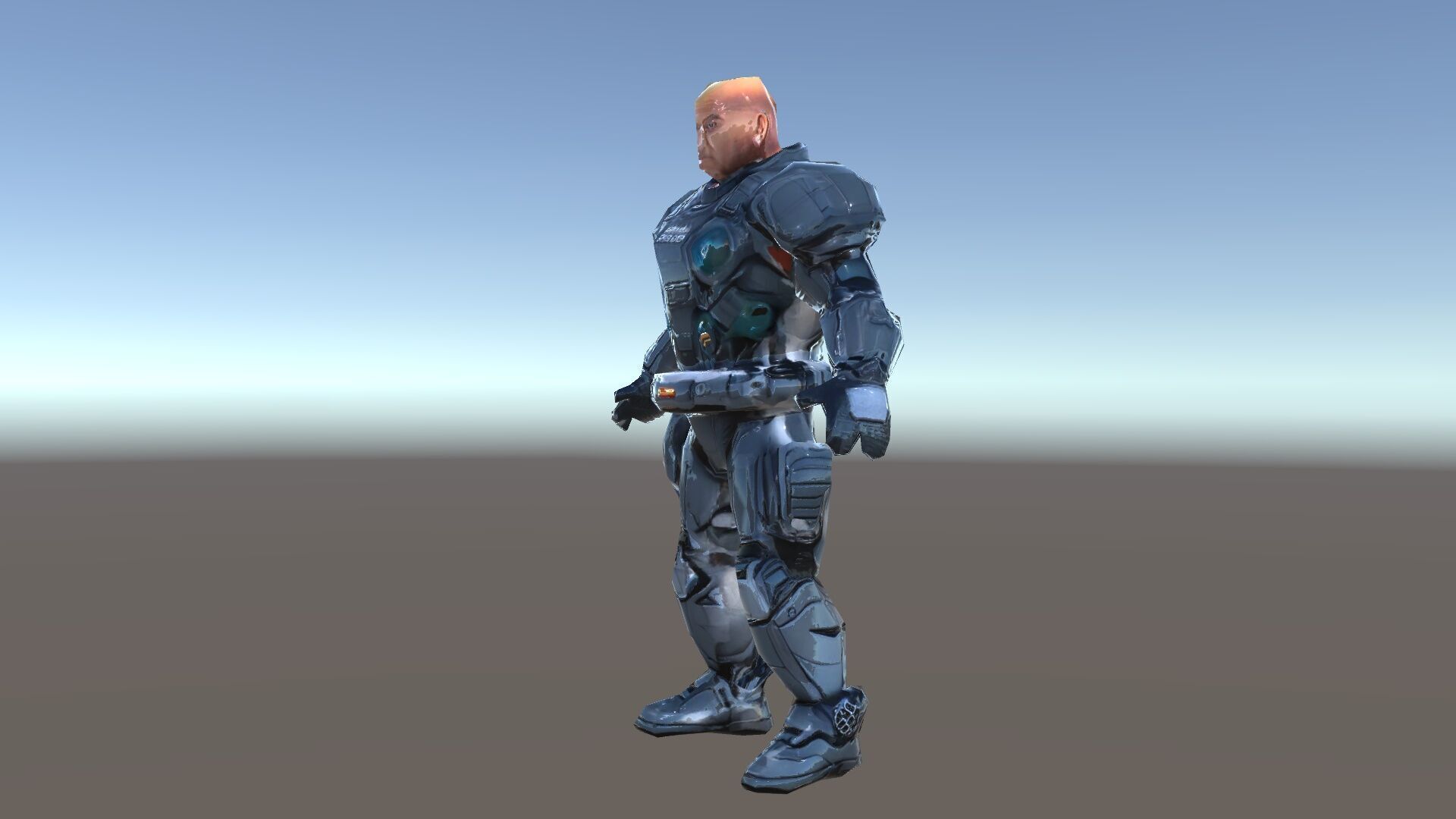 Rigged and Animated Futuristic Security Officer Character Model Low-poly 3D model_35