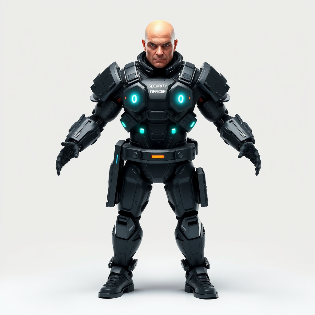 Rigged and Animated Futuristic Security Officer Character Model Low-poly 3D model_3