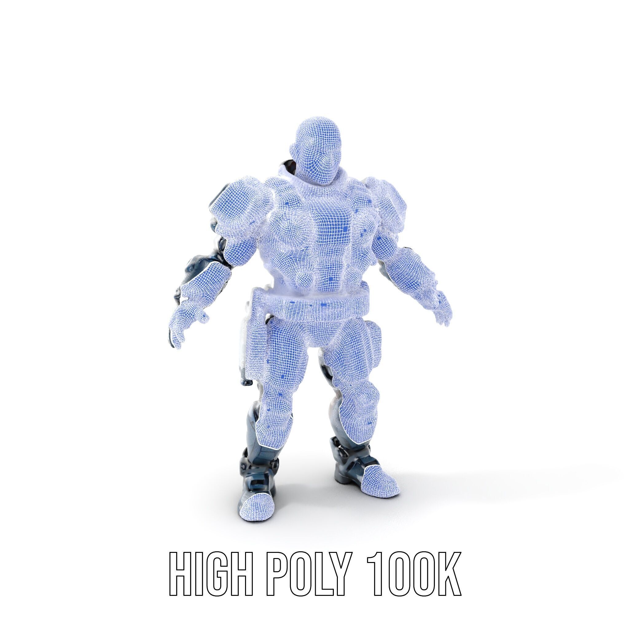 Rigged and Animated Futuristic Security Officer Character Model Low-poly 3D model_5