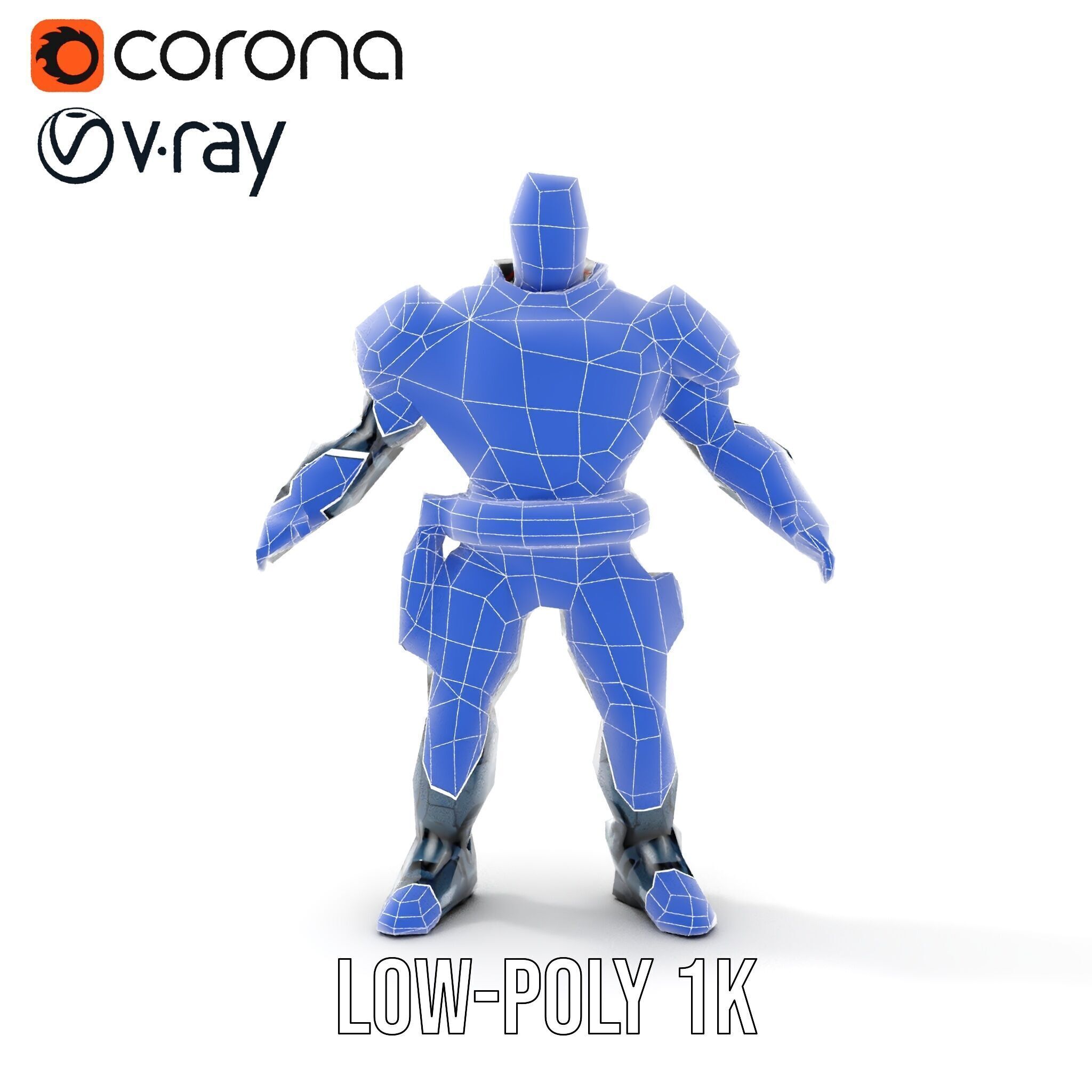Rigged and Animated Futuristic Security Officer Character Model Low-poly 3D model_8