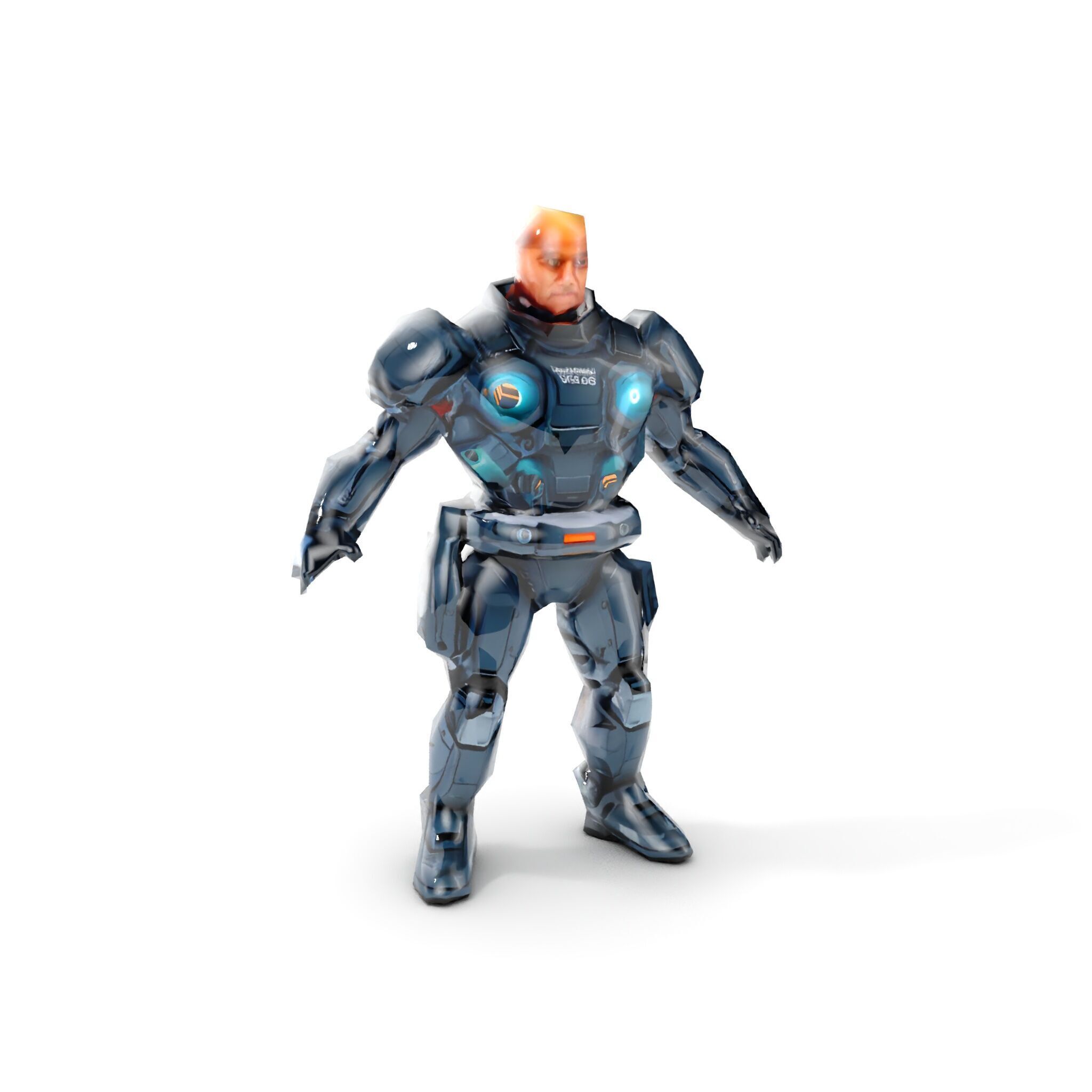 Rigged and Animated Futuristic Security Officer Character Model Low-poly 3D model_13