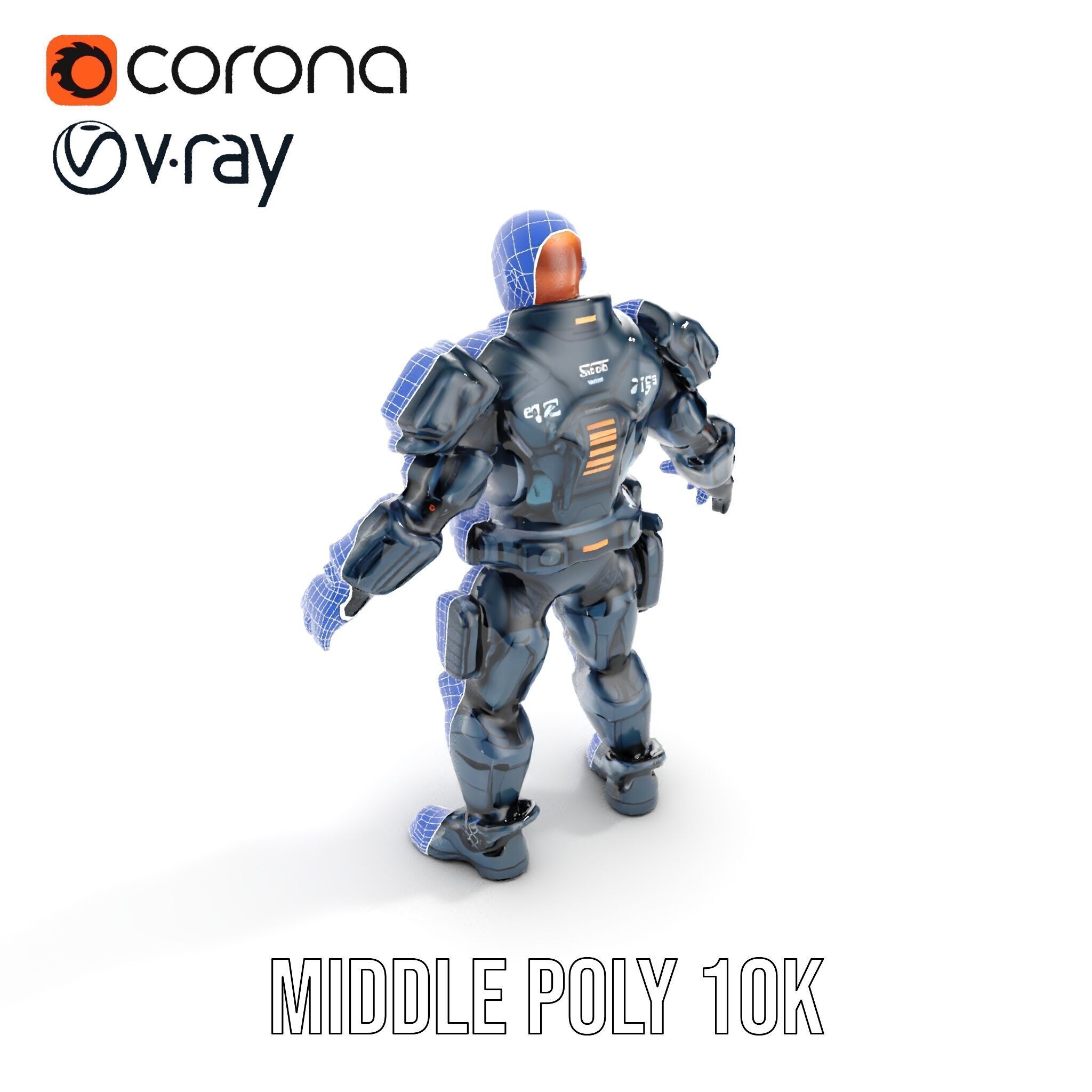 Rigged and Animated Futuristic Security Officer Character Model Low-poly 3D model_19