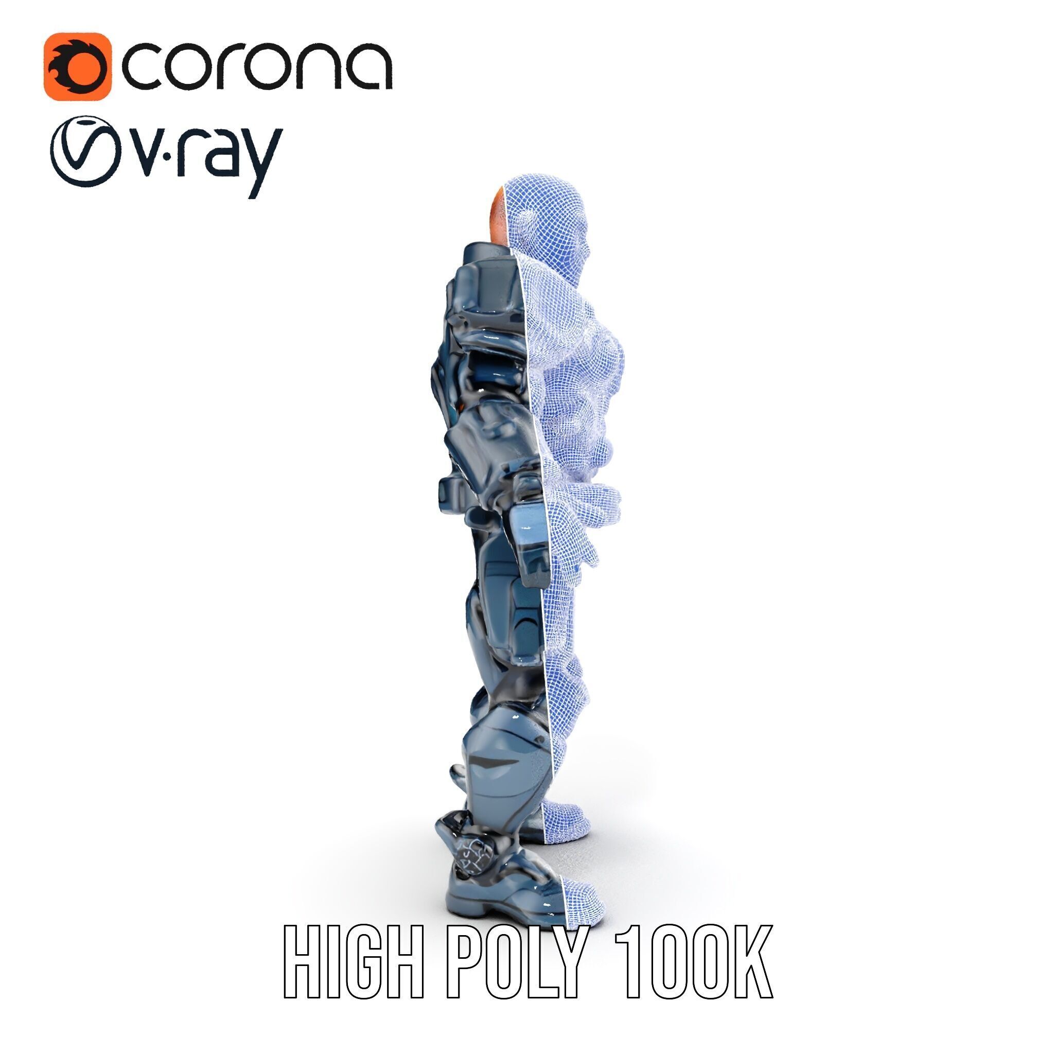 Rigged and Animated Futuristic Security Officer Character Model Low-poly 3D model_36