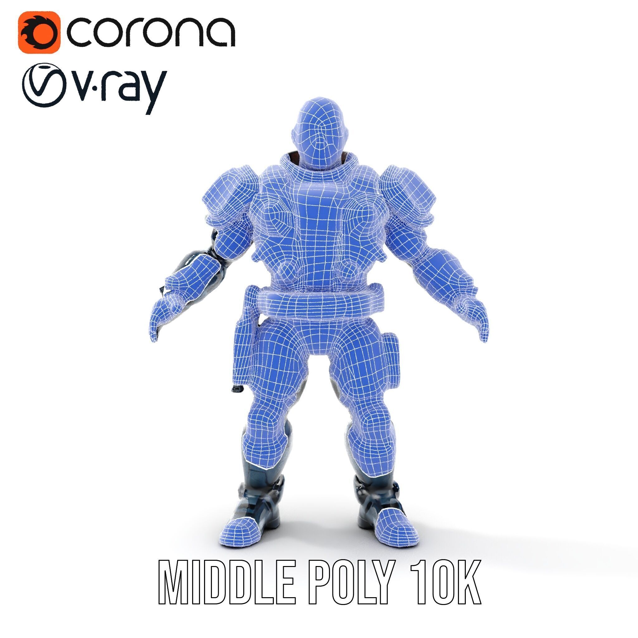 Rigged and Animated Futuristic Security Officer Character Model Low-poly 3D model_25