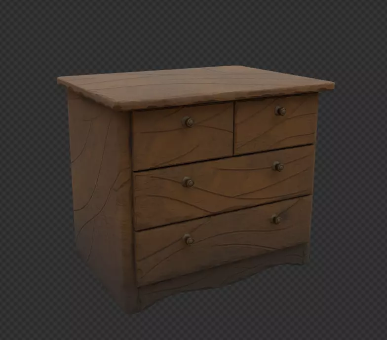 Stylized Drawer Low-poly 3D model_0