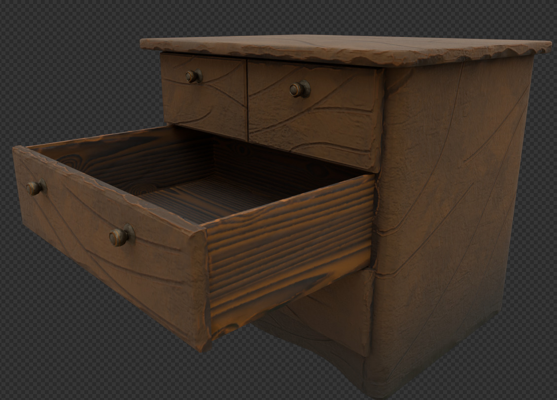 Stylized Drawer Low-poly 3D model_2