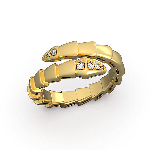 Serpenti Viper Ring semi pave diamonds 3D print model