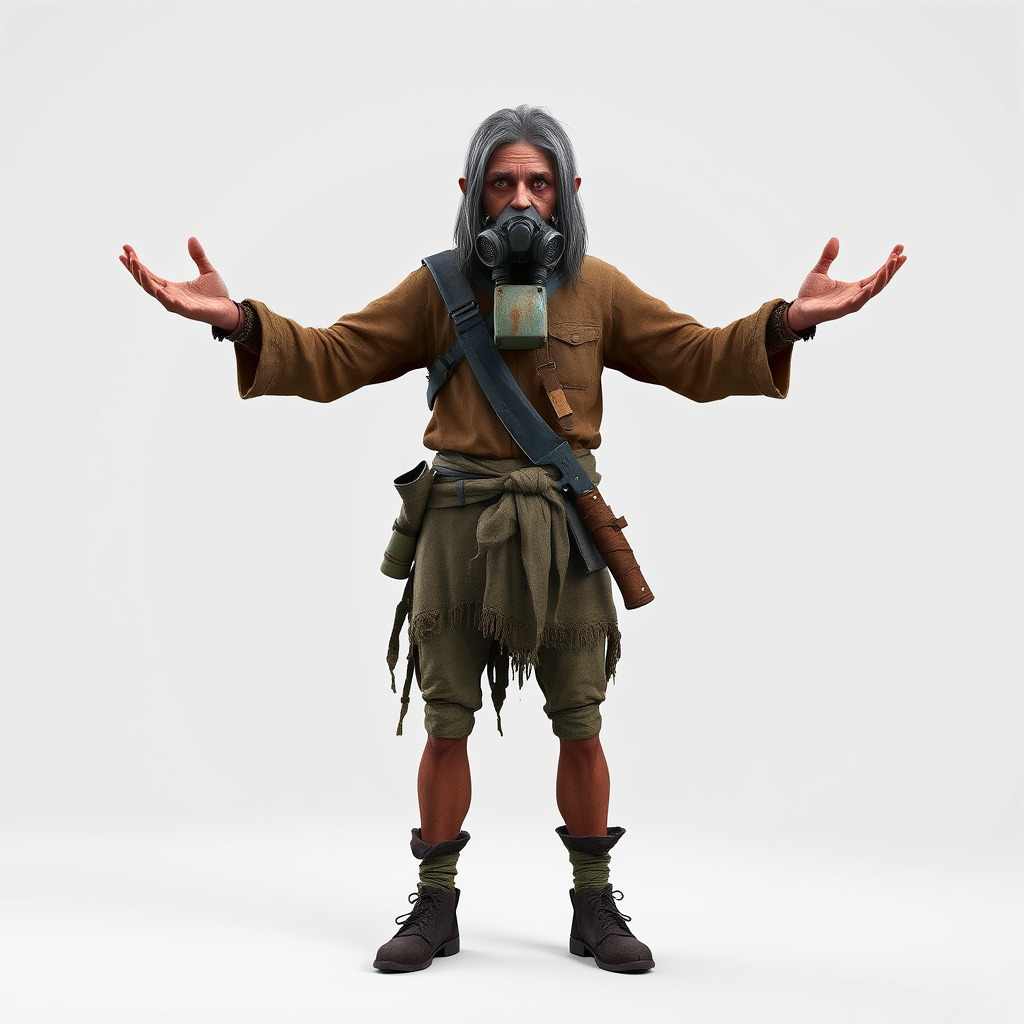 PostApocalyptic Survivor with Gas Mask Rigged and Animated Low-poly 3D model_3