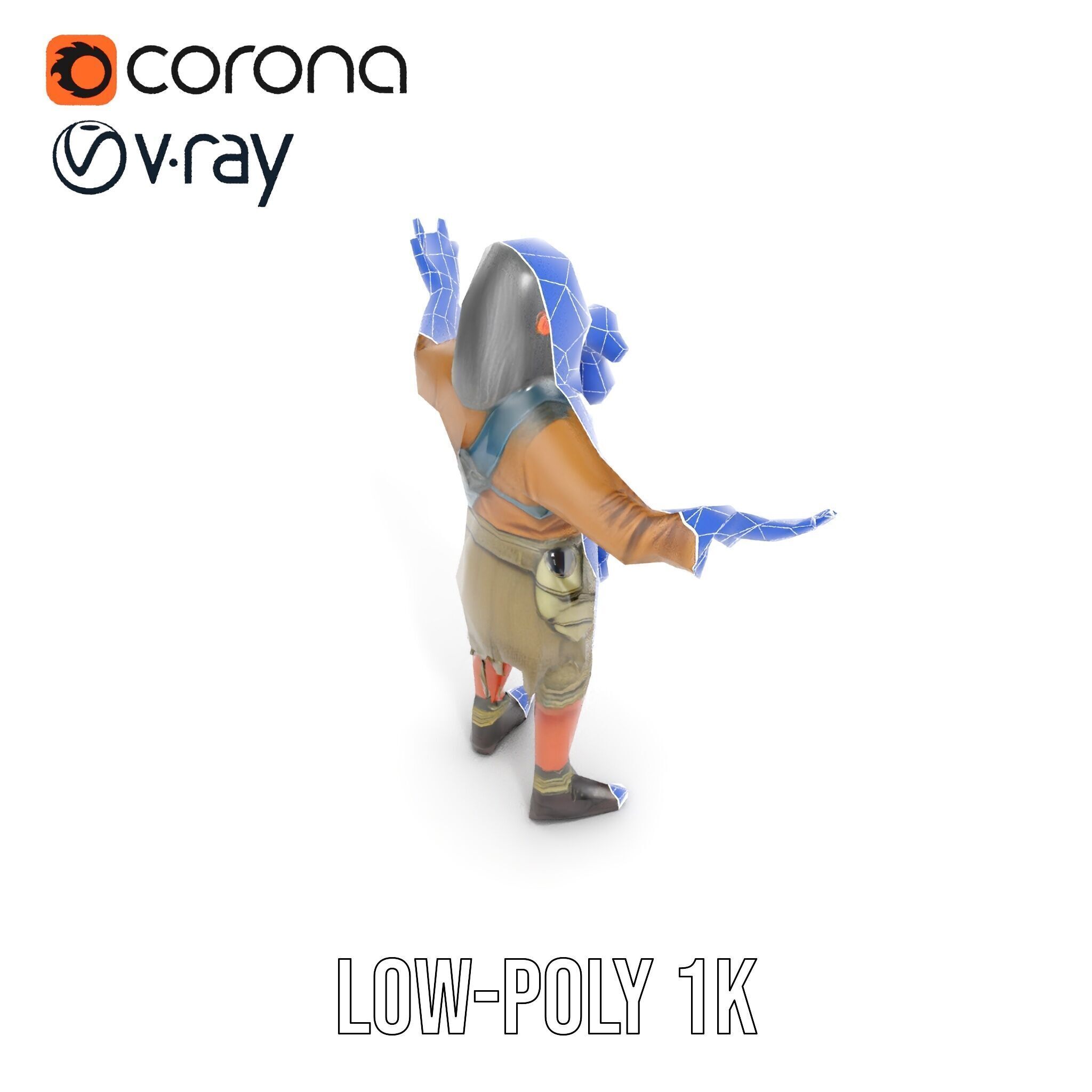 PostApocalyptic Survivor with Gas Mask Rigged and Animated Low-poly 3D model_30