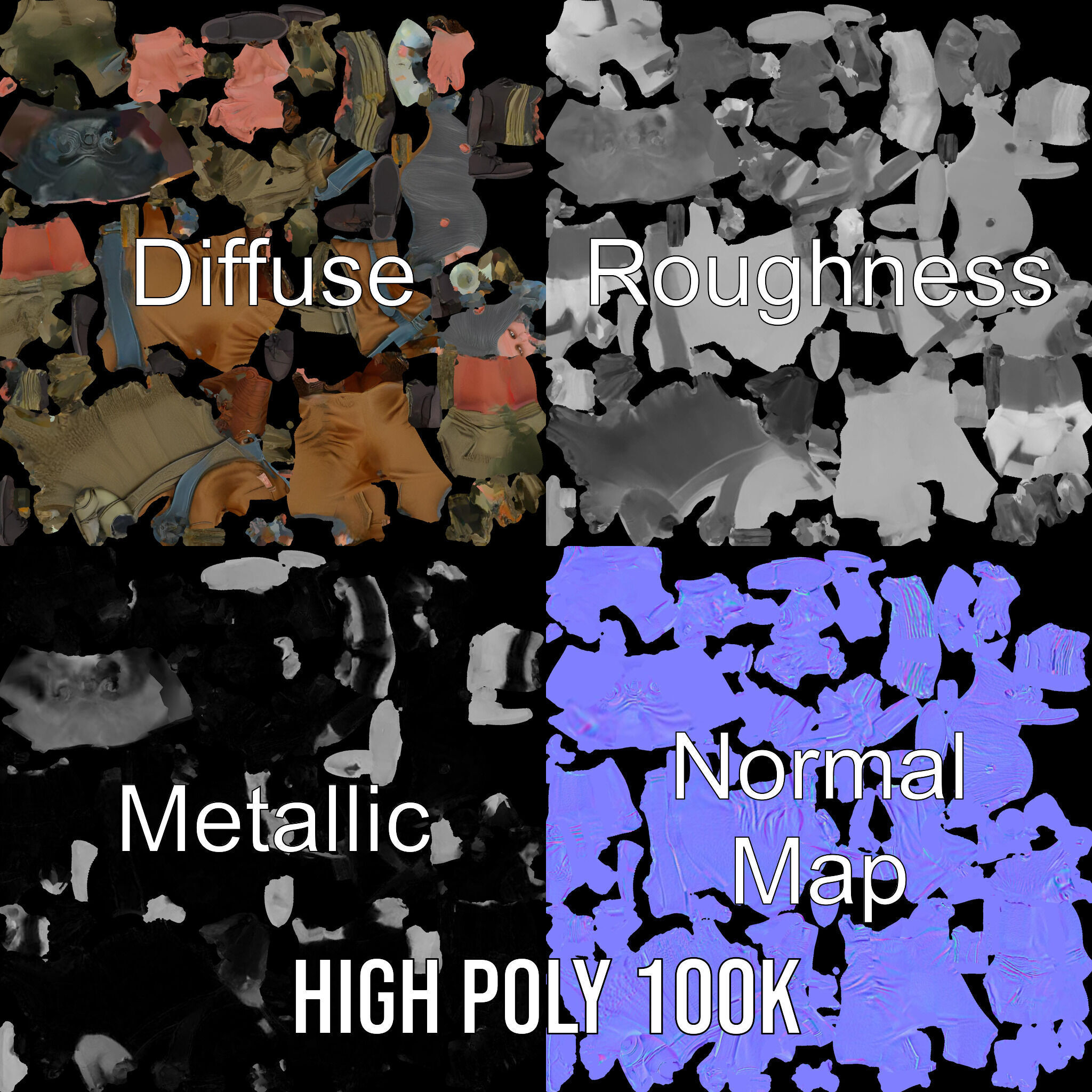 PostApocalyptic Survivor with Gas Mask Rigged and Animated Low-poly 3D model_4