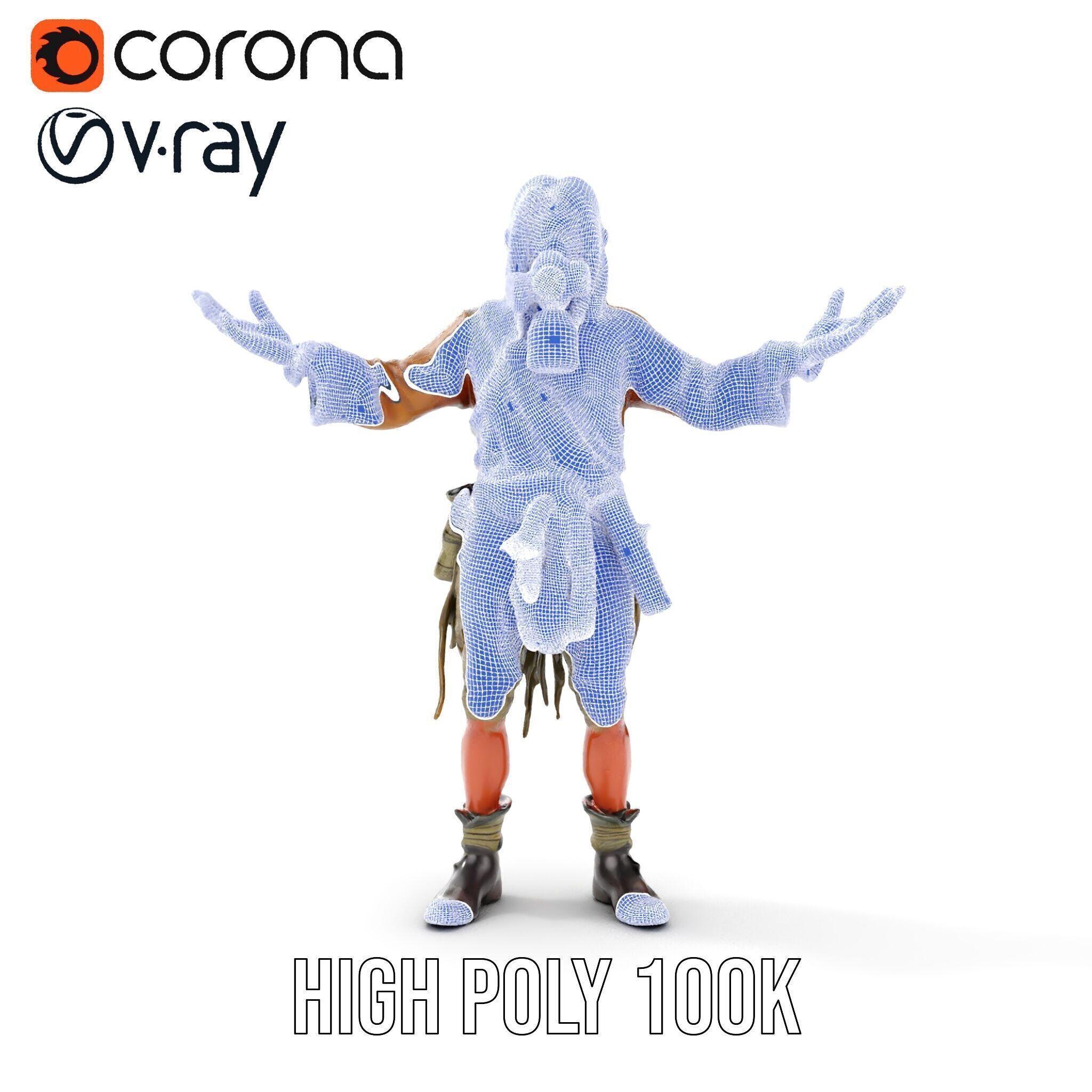 PostApocalyptic Survivor with Gas Mask Rigged and Animated Low-poly 3D model_34