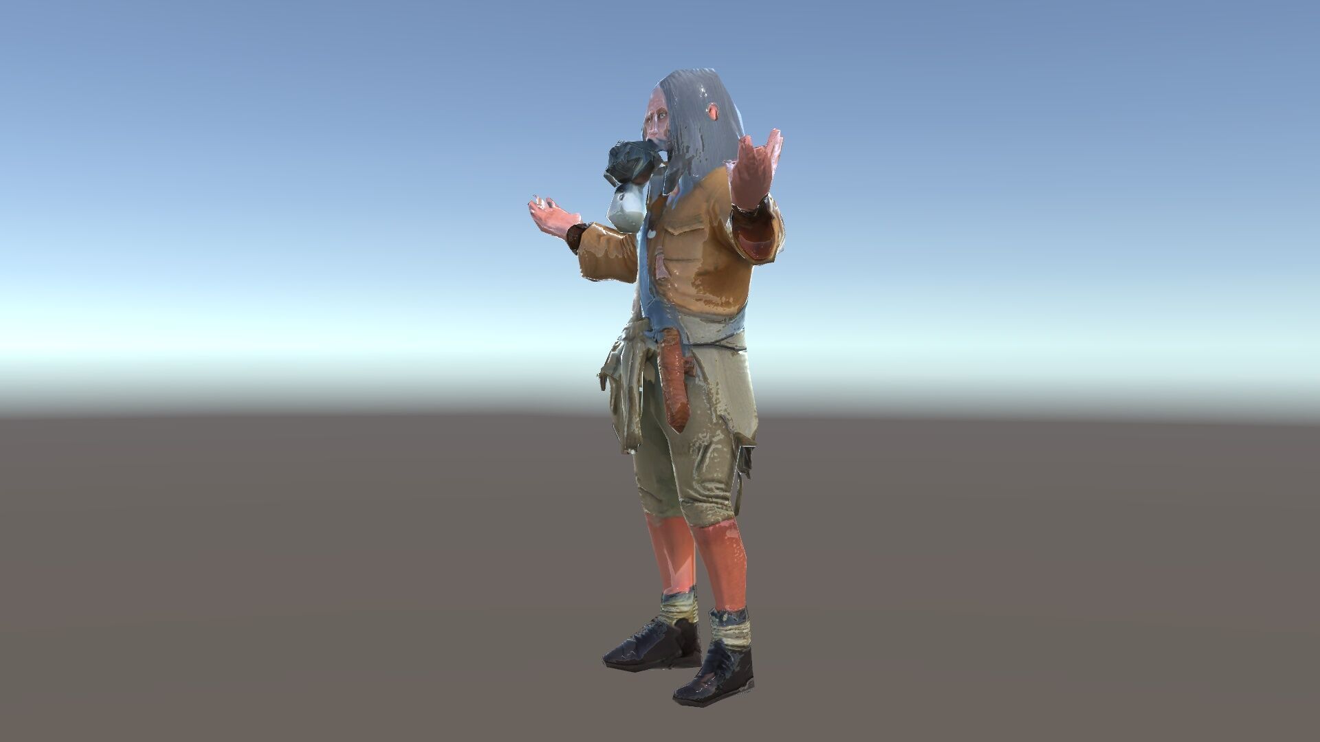 PostApocalyptic Survivor with Gas Mask Rigged and Animated Low-poly 3D model_36