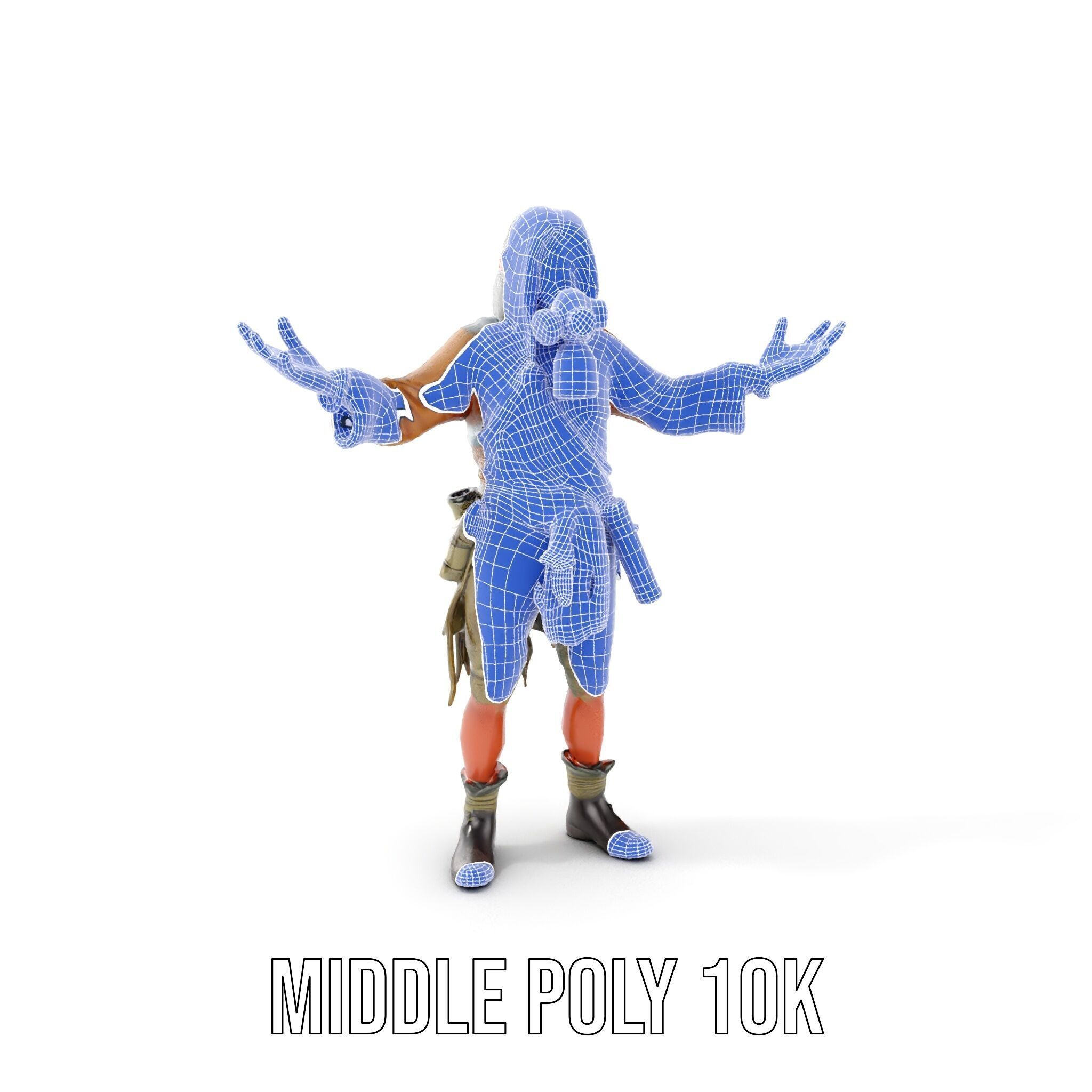 PostApocalyptic Survivor with Gas Mask Rigged and Animated Low-poly 3D model_20