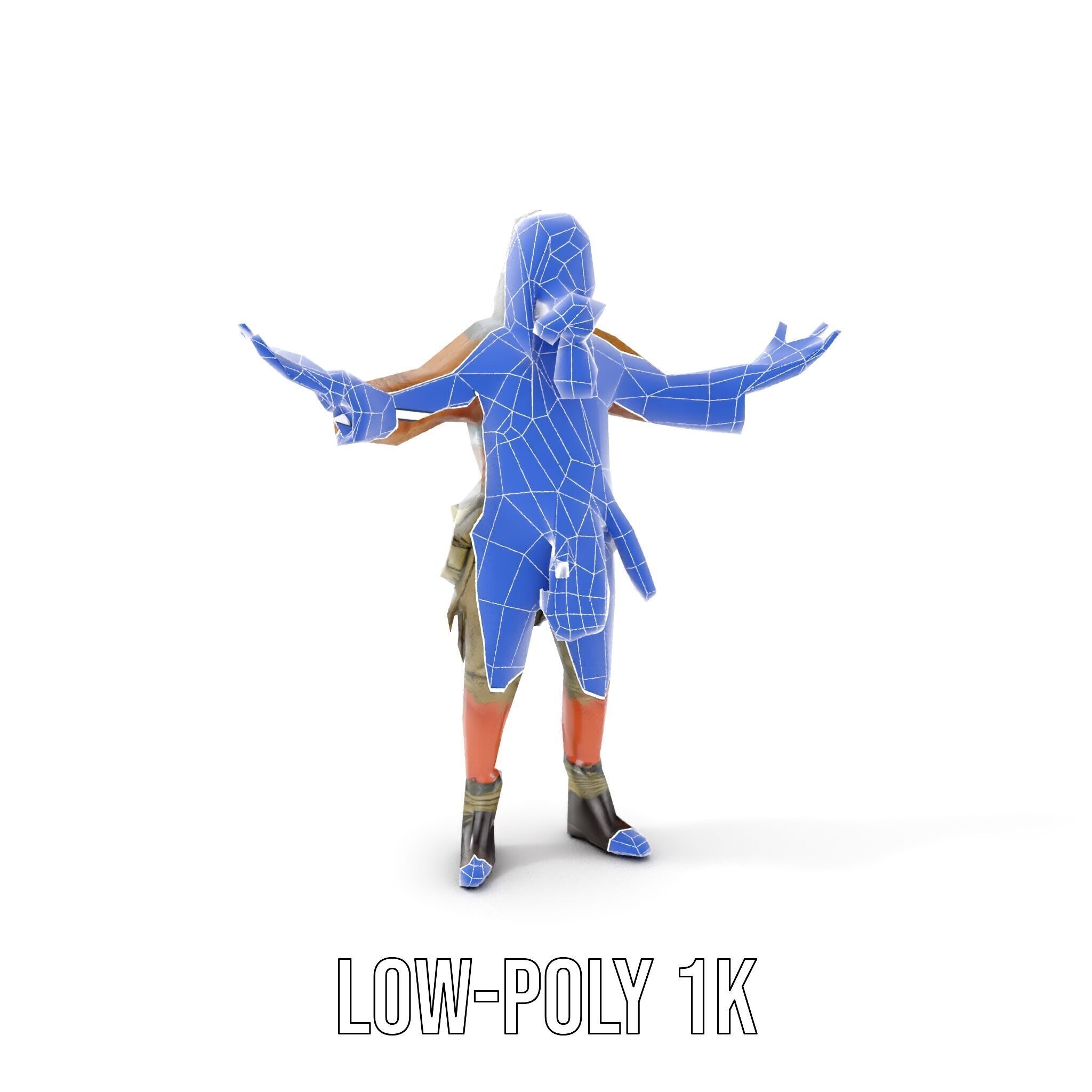 PostApocalyptic Survivor with Gas Mask Rigged and Animated Low-poly 3D model_24