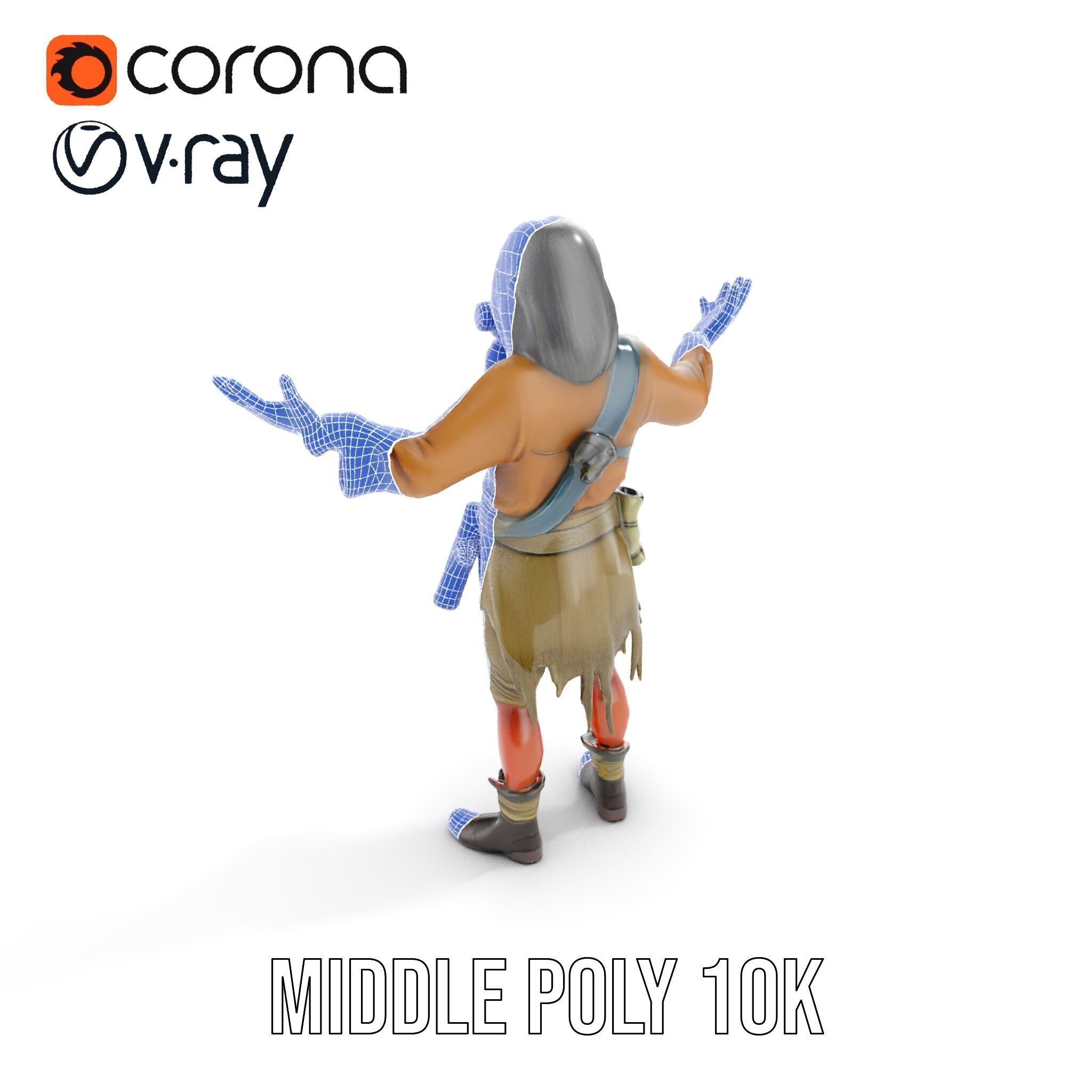 PostApocalyptic Survivor with Gas Mask Rigged and Animated Low-poly 3D model_35