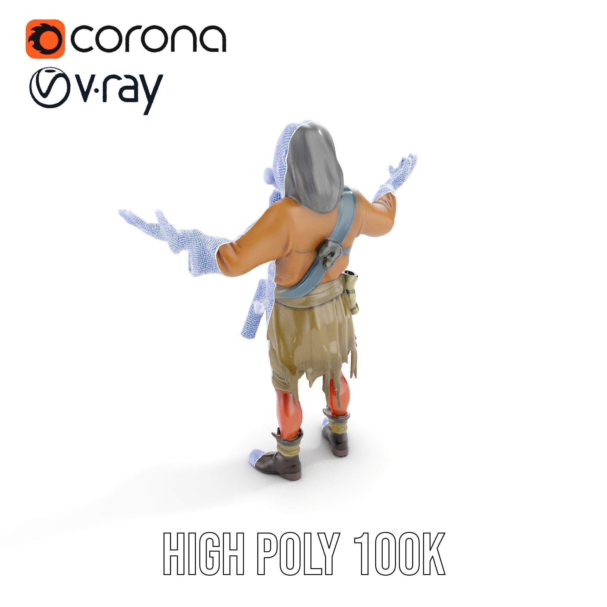 PostApocalyptic Survivor with Gas Mask Rigged and Animated Low-poly 3D model_41