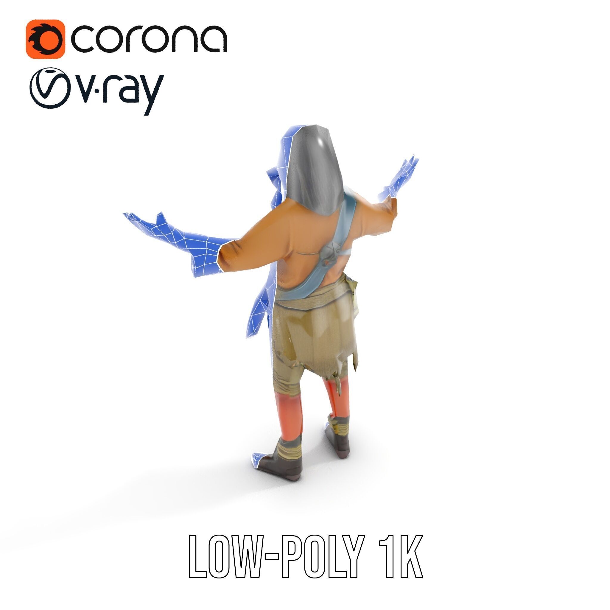 PostApocalyptic Survivor with Gas Mask Rigged and Animated Low-poly 3D model_15