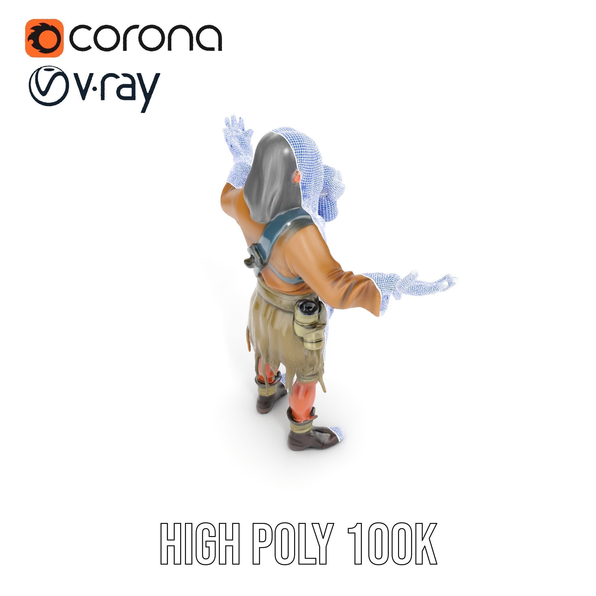 PostApocalyptic Survivor with Gas Mask Rigged and Animated Low-poly 3D model_40