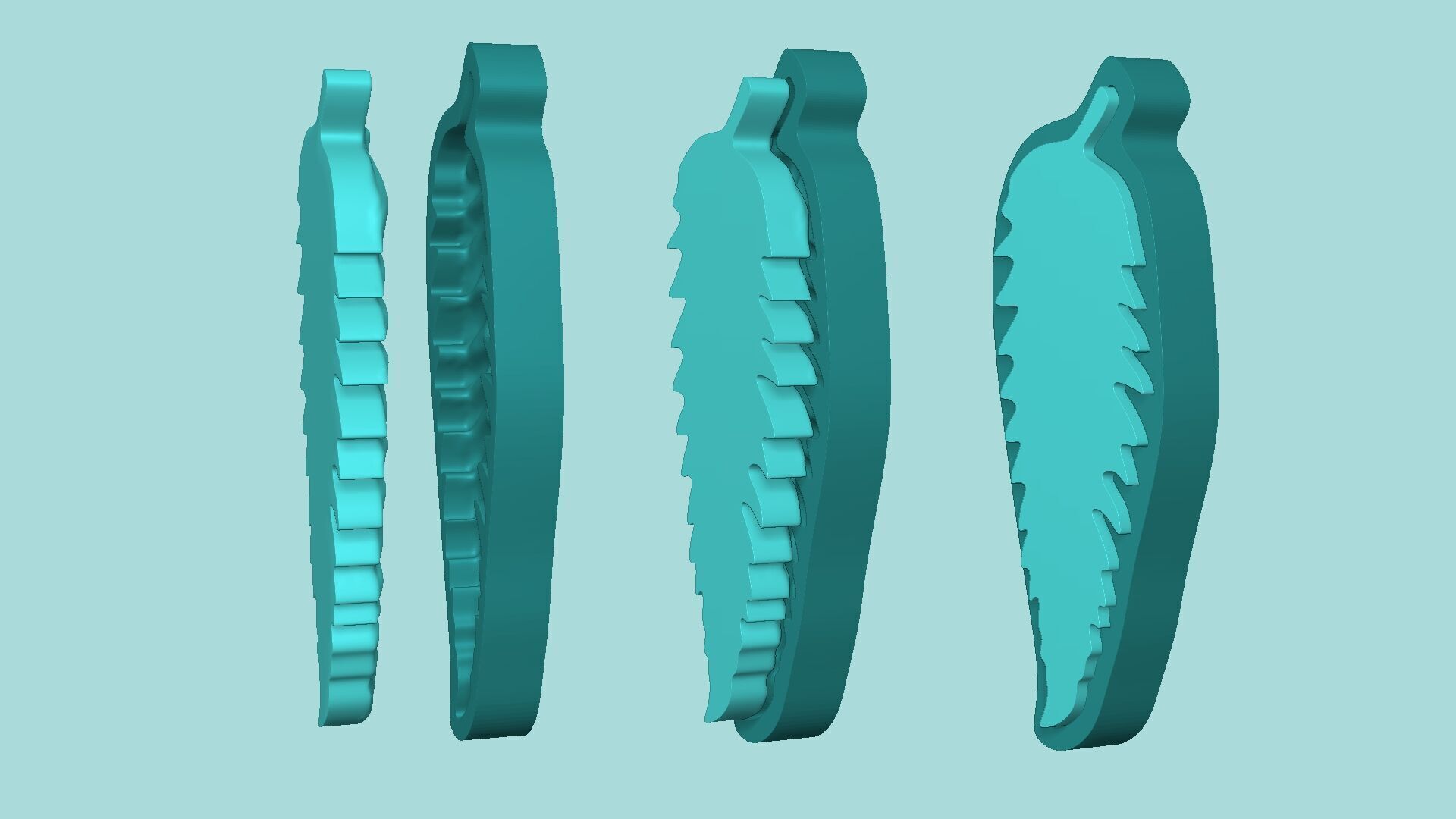 Serrated Fern Leaf - Silicone Mold Maker - Template 3D print model_8