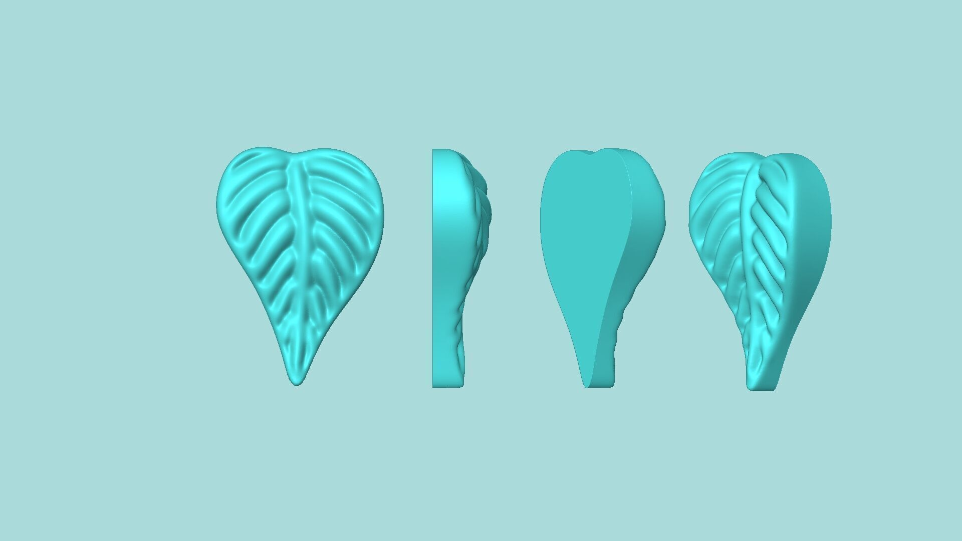 Heart Philodendron Leaf - Silicone Mold Maker - Template 3D print model_1