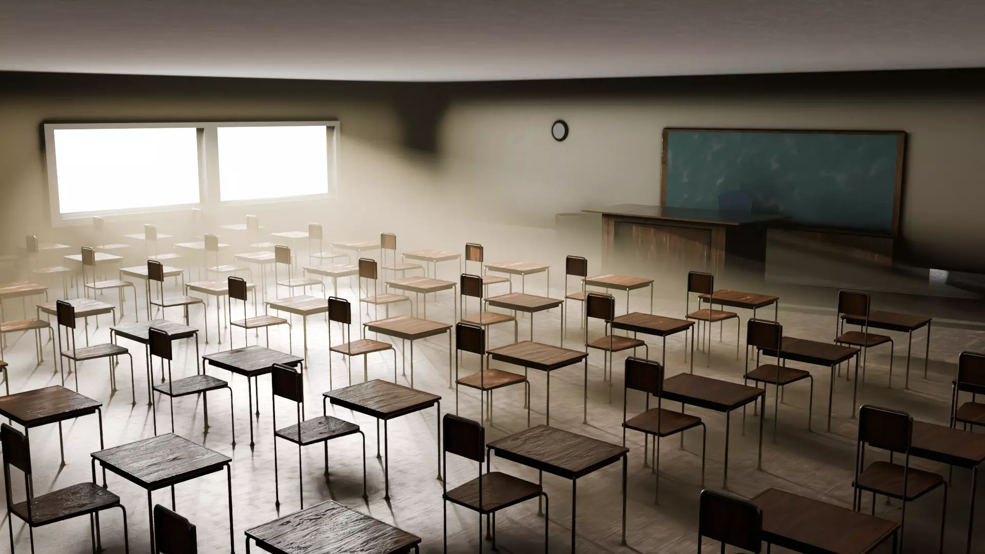 Classroom Low-poly 3D model_0