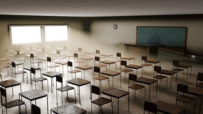 Classroom Low-poly 3D model