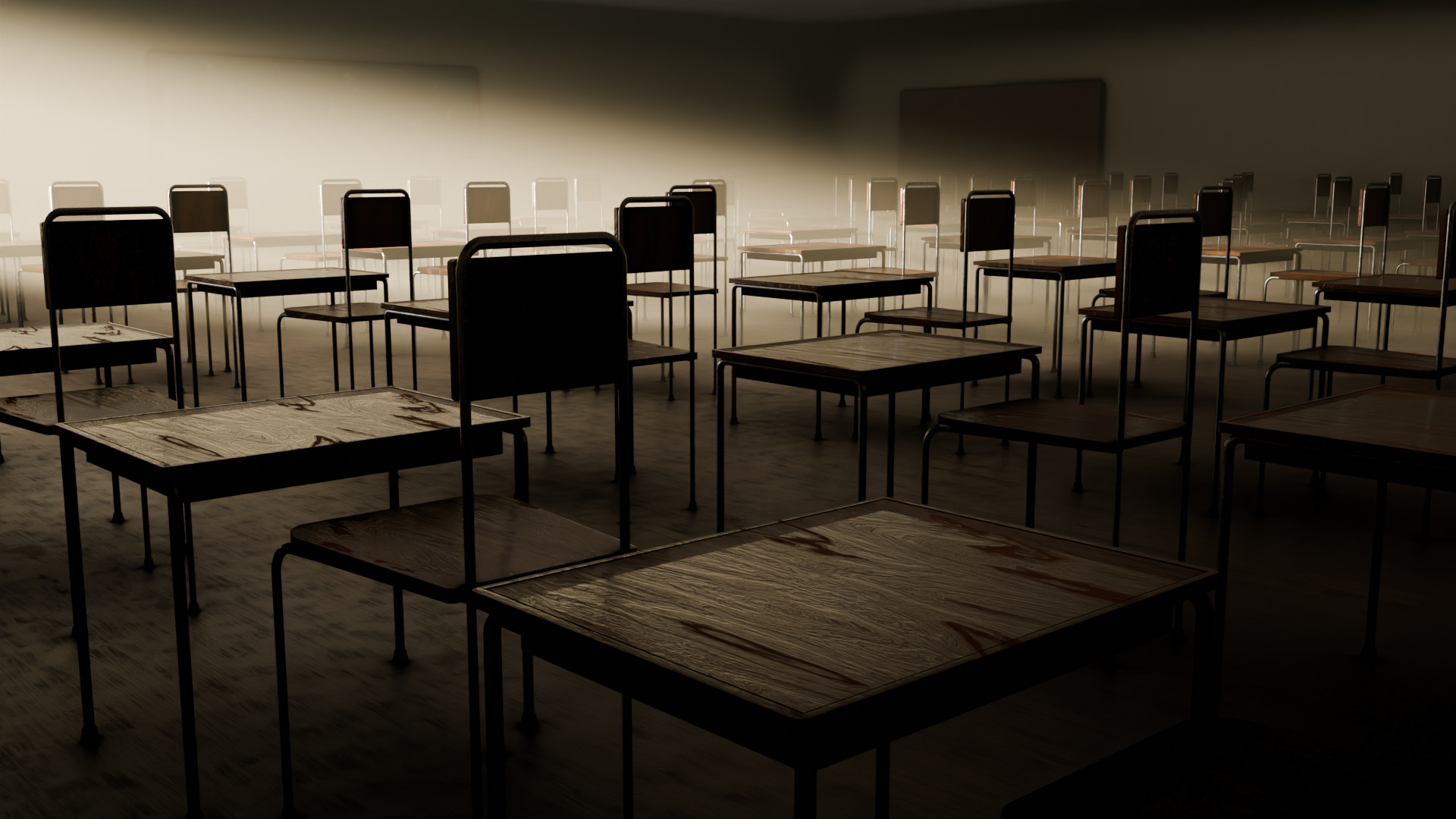 Classroom Low-poly 3D model_1