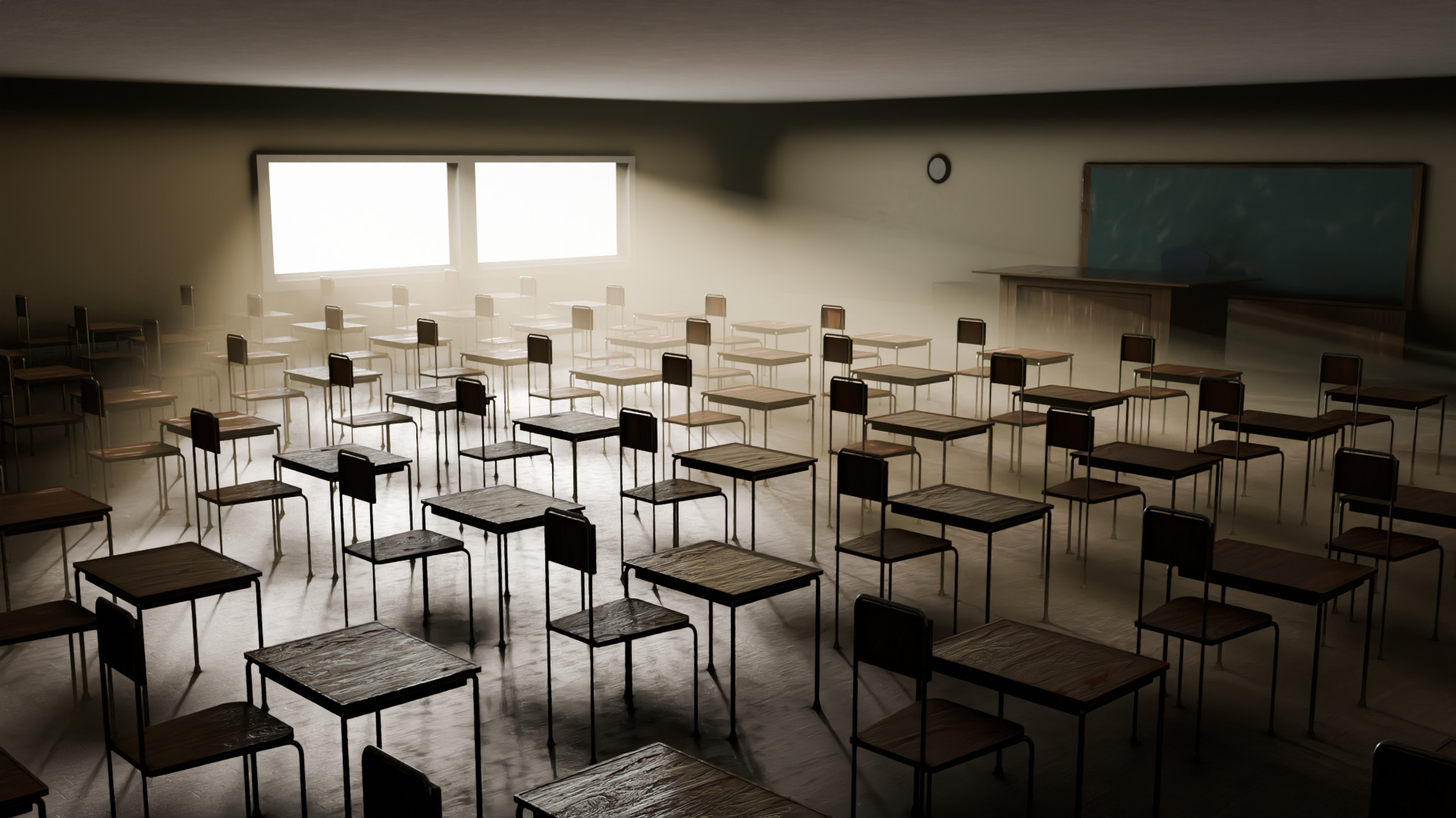 Classroom Low-poly 3D model_2