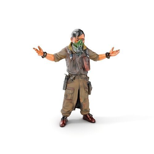 PostApocalyptic Survivor D Character Rigged and Animated Low-poly 3D model
