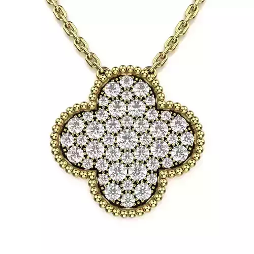 Large Clover Leaf Necklace pave diamond