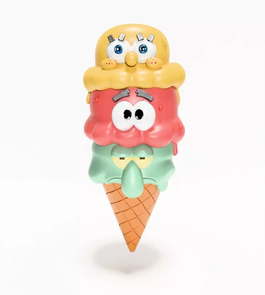 SpongeBob SquarePants Patrick and Squidward Ice Cream toy 3D print model_1