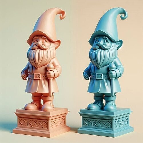1039Fairy Tale Gnome Color Full Body Figurine on Base 3D print model