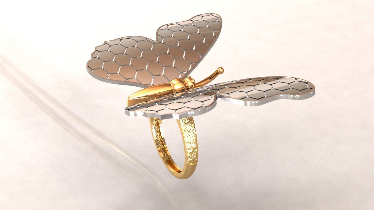 Ethereal Butterfly Ring 3D print model_1