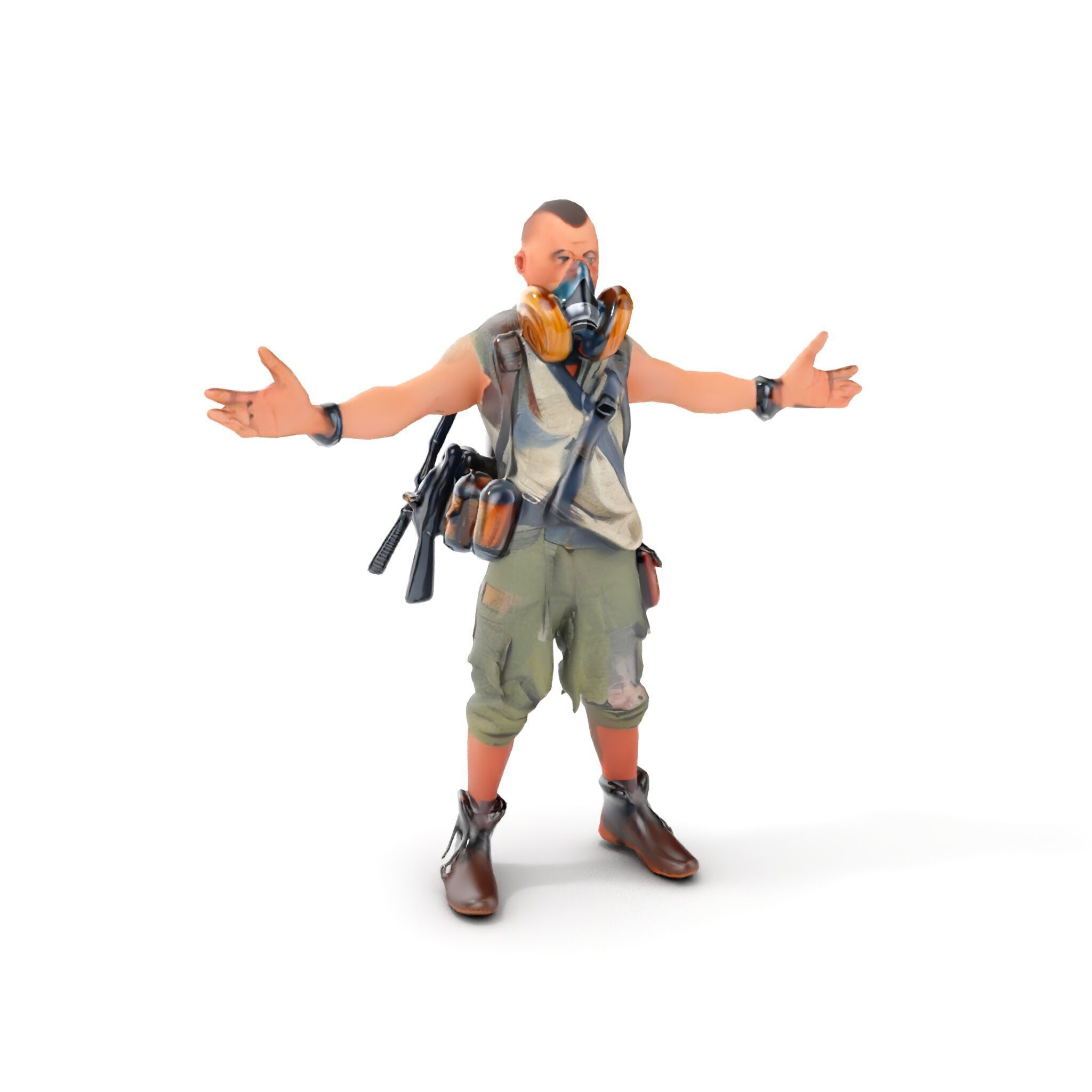 Apocalypse Survivor Rigged and Animated Character Model Low-poly 3D model_15